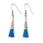 925 With Sterling Silver Greek Key Blue Meander High Quality Opal Leaf Stud