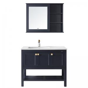Wholesale Solid Wood Mirror Wash Basin Cabinet Matt Black Color For Bathroom from china suppliers