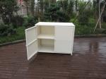Resin Wicker Storage Box , Aluminum Frame White Rattan Cabinet