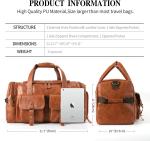 Large Brown PU Leather Carry On Weekender Overnight Sports Yoga Gym Custom
