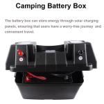 PP Car Marine Boat Solar Charging Storage Outdoor Camping Battery Box with LED