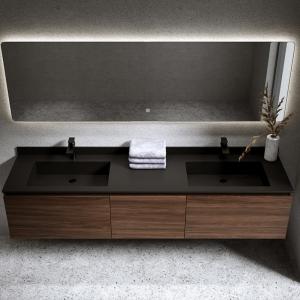 Wholesale Modern Furniture Bathroom Vanity Cabinets with Mirrored Doors and Quartz Stone Countertop from china suppliers