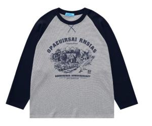 Wholesale Oem Apparel Manufacturers Men'S Color Block Loong Sleeve Pullover Raglan T Shirt With Print from china suppliers