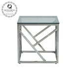Square 55x55x55cm Stainless Steel Side Tables Clear Glass Home Furniture
