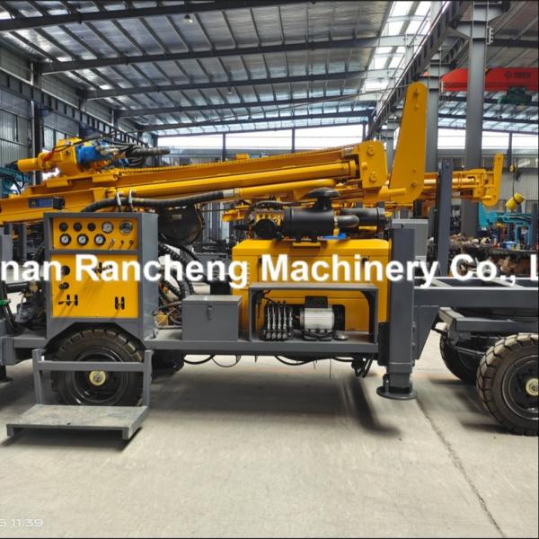 220m 65KW Quanchai Engine Wheel Mounted Water Well Drilling Rig With 13T Lifting