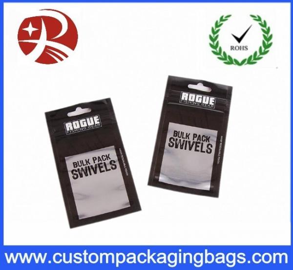Metallic Black Printing OPP Zipper poly mailer bags With Bottom Gusset , Waterproof