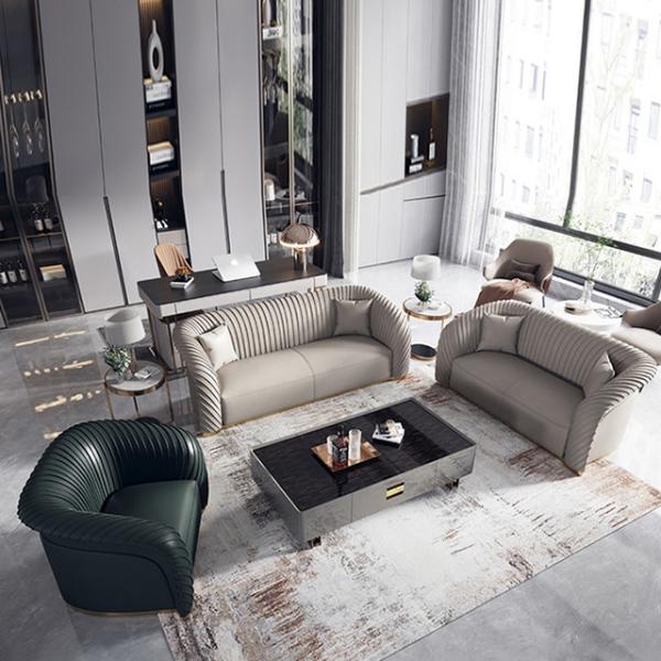 Curved Armrests Multi Functional Modern Italian Leather Sofa Set 108*94cm