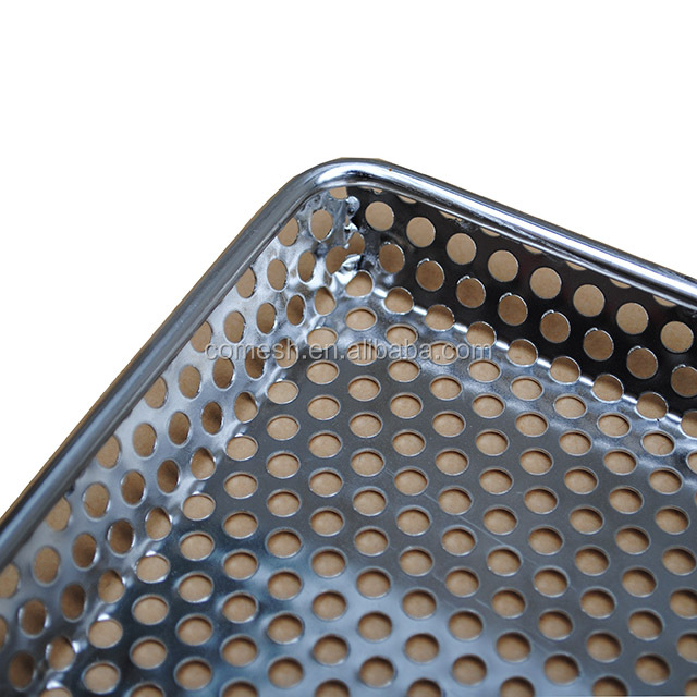 Food Grade 304 Stainless Steel Mesh Trays Flat Perforated Baking For Drying