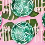 HM20926 SGS Greenery Theme Disposable Dinner Plates