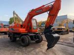Doosan DH150 Used Wheel Excavator Moving By Tires