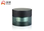 Green Round Plastic Cosmetic Jars 50g PMMA Plastic Makeup Containers Double Wall