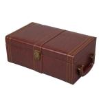 New Style Pu Wood Grain Portable Double Bottle Wine Box Business Gift