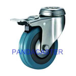 Wholesale Rubber 75mm Trolley Wheels , Swivel Bolt Hole Castors With Brake from china suppliers