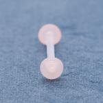 Double Pink Dome Flat Bottom Tongue Ring Piercing Acrylic 14G 16mm