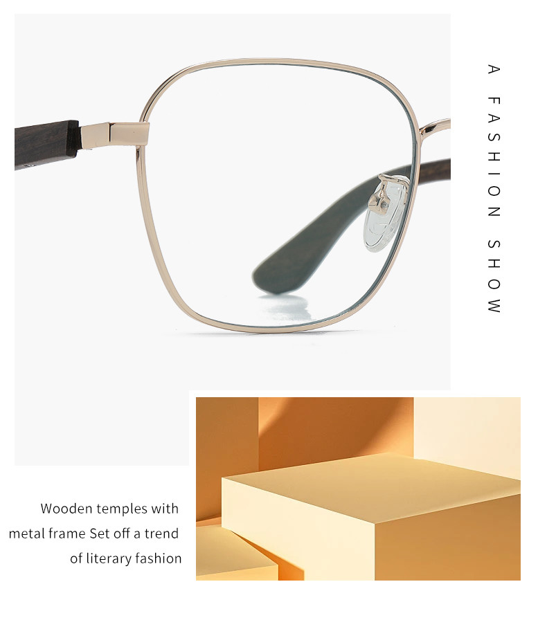 PC Metal Wooden Leg Glasses Optical Eyeglasses Spectacle Frame