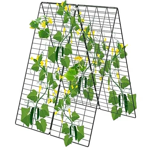 34" X 48" Foldable Cucumber Trellis With Garden Stakes And Zip Ties Plant