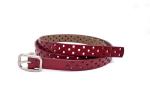 Red Thin Square Women's Genuine Leather Belts With Needle Buckle