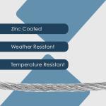 10mm 7X19 AISI 304 Stainless Steel Hot DIP Galvanized Aircraft Cable Steel Wire