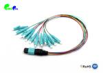 OM3 12F MPO Trunk Cable 50 / 125μm MPO Male to LC UPC Fanout 0.9mm LSZH 0.3M