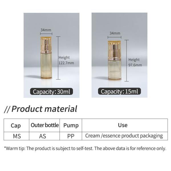 50ml 100ml 120ml Airless Bottles Cosmetic Sunscreen Pump Bottle Replaceable