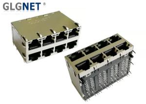 Wholesale Green / Yellow LED Stacked RJ45 Connectors 8P8C Modular Jack 2X4 Ports RoHS Approval from china suppliers