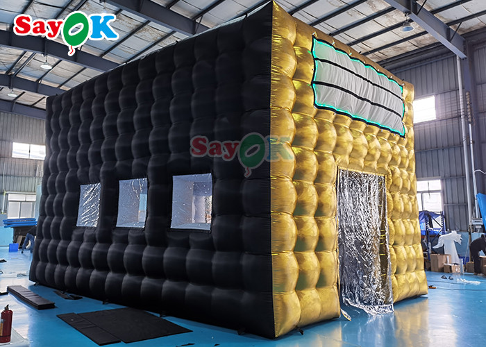 LED Disco Night Club Party Tent Inflatable Nightclub For Events Adult Black Cube House