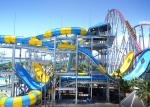 Water Park Equipment Fiberglass Water Slide 9-18M Platform Height With Swimming