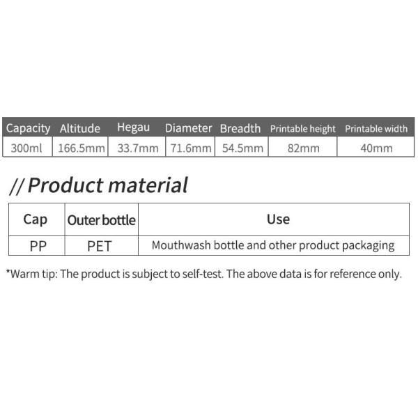 Customized Plastic Mouthwash Bottle 100ml/250ml/300ml Empty Body Lotion Bottles For Cosmetic