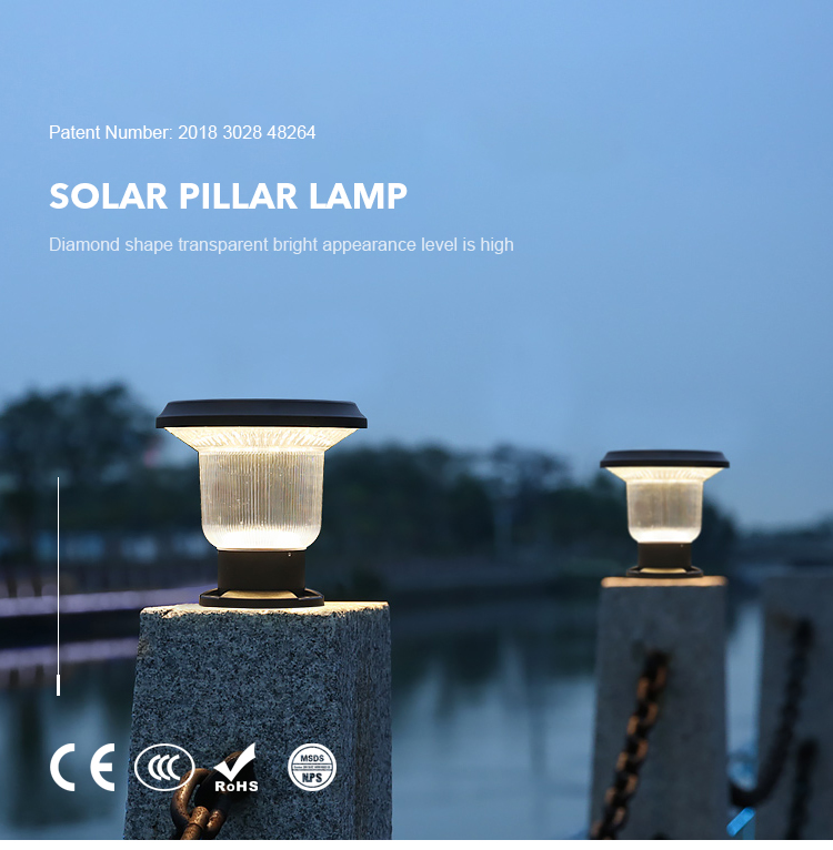 OEM ODM Solar Courtyard Light , Solar Led Pillar Lights Water Resistant