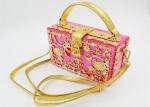 Customize Jewel Pink Acrylic Clutch Bag Lucite Frame And Small Box Sized