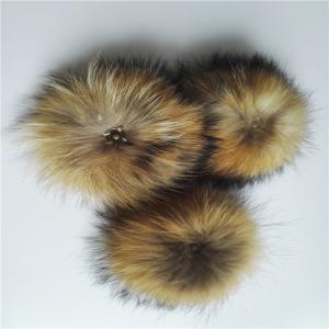 Wholesale 12cm real raccoon fur pompom keychain/add faux fur pompom with snap from china suppliers