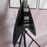 Custom Factory Metallic Grey Silver V Shape Electric Guitar Closed Pickups
