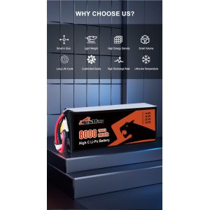 Wholesale 7 inch 10inch Drone Battery Pack 22.2V 8000 MAh Lithium Polymer Battery High Capacity Rate 50C-70C -100C XT60 FPV RC Battery from china suppliers