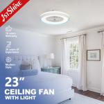 220v Dc Motor Led Light Ceiling Fan Remote Control Acrylic Blade For Bedroom