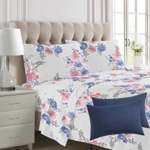 Wholesale 100% Polyester Print Microfiber Fabric Bedding Sheet Set for Queen and King Size 6PCS from china suppliers
