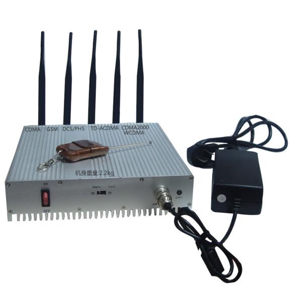 Remote Control 3G Cell Phone Signal Jammer 5 Bands Stationary Indoor Use