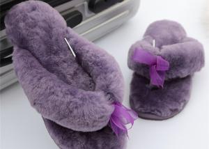 Wholesale Sheep Wool Slippers New Model Women Style Genuine Sheepskin Slipper Free Sample Purple Color from china suppliers
