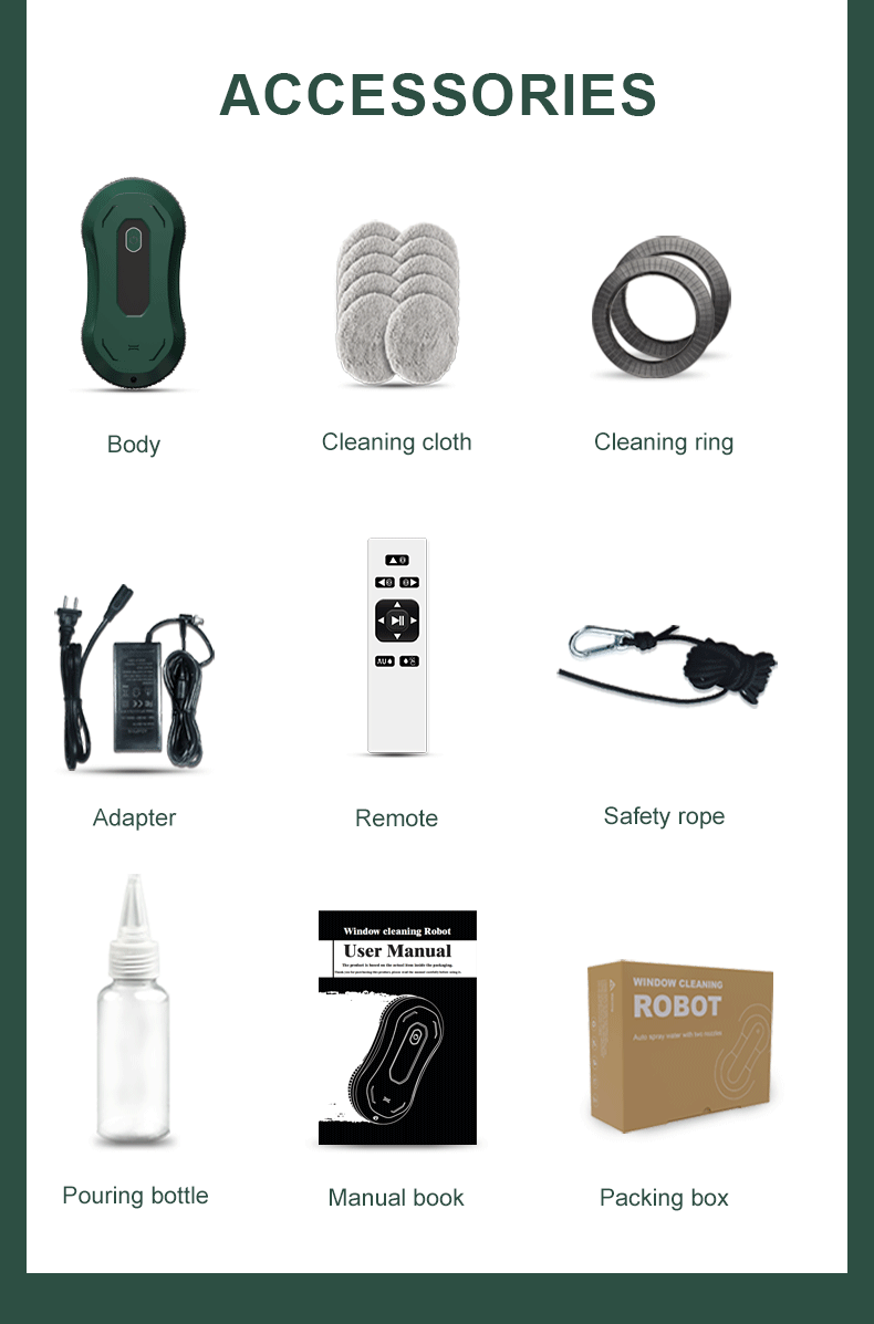 50ml Water Tank Window Cleaning Robot Ultra Thin Intelligent Skyscraper Window Cleaner Robot