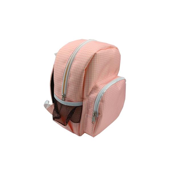 600D Polyester Zipper Backpack Light Pink Backpack For School