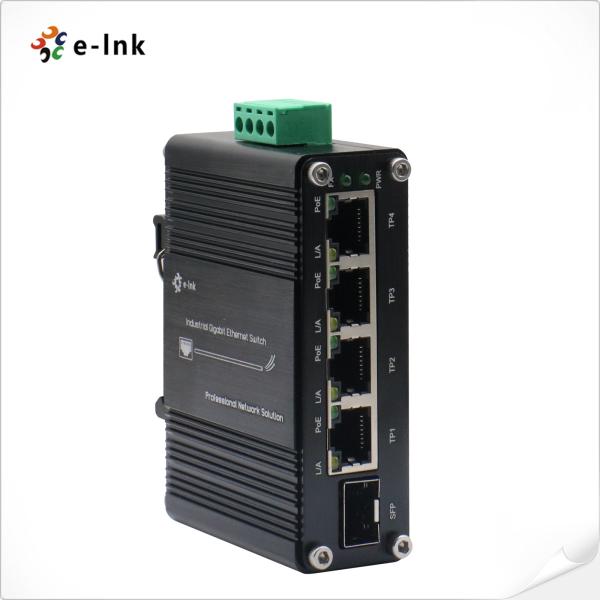 Industrial 4 Port 10/100/1000M Unmanaged PoE Ethernet Switch With 1 Port 1000X