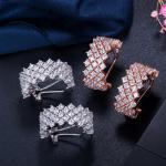 Sparkling Color Zirconia Hoop Earrings Paved Full Crystal Circle Earrings Luxury