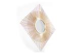 Round Mirrored Wall Art Gold Sunburst Square Metal Frame Modern Home Decoration