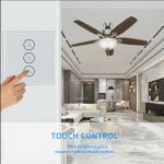 Glomarket Tuya Zigbee Glass Touch Panel Smart Voice Control Ceiling Fan Lamp 10A