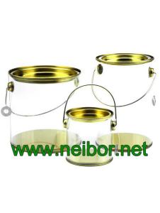 Wholesale Clear Cylindrical PVC PET bucket plastic pail with tin lid and bottom paint can bucket from china suppliers