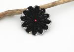Black Color Small Flower Embroidery Patches , Embroidery Applique Patches