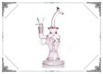 Durable Pink Recycle Bong 9 Inch Glass Smoking Pipes 3.1 Inches Base Diameter