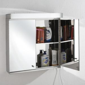 China Illuminated Wall Mounted Bathroom LED Mirror Cabinet Stainless Steel Frame on sale