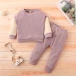Children'S Kids Waffle Solid Color Stitching Sets ODM