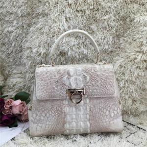 Wholesale Authentic Crocodile Skin Lady White Purse Genuine Alligator Leather Women Single Shoulder Bag Female Three-way Handbag from china suppliers