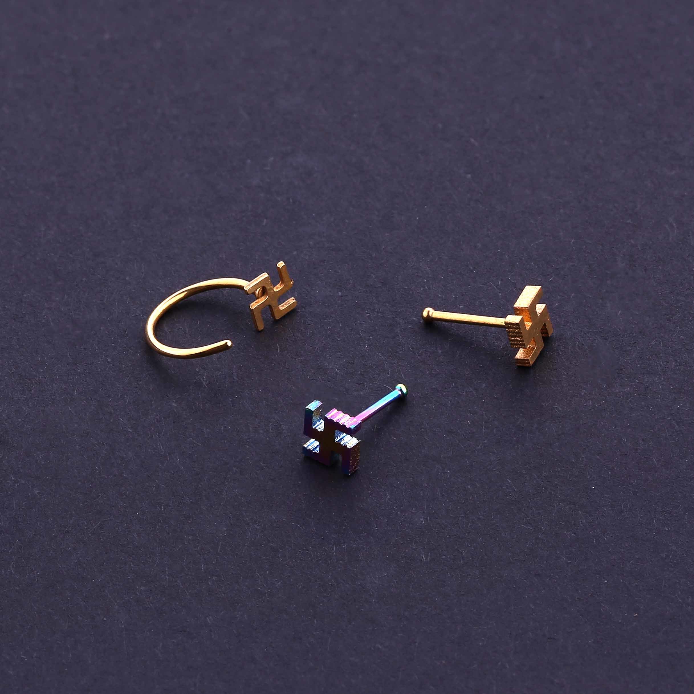 Fashion body piercing jewelry gold plated nose stud on hot sale